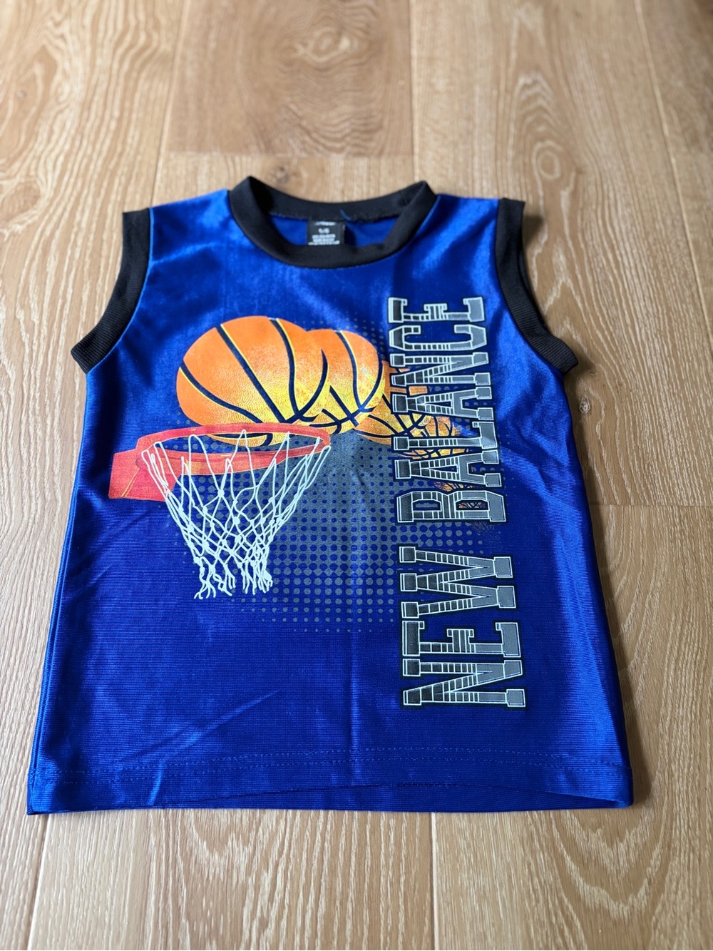 New Balance Boys Size 5/6 Blue Basketball Graphic Sleeveless T-Shirt